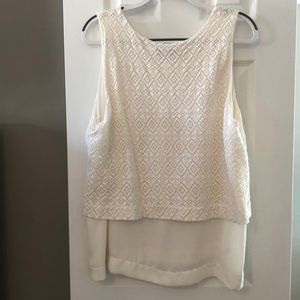 Loft XLarge cream lace w/ sheer polyester lining